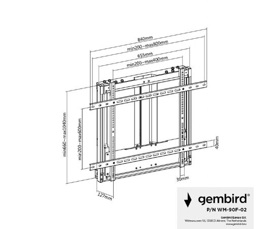 Кронштейн Gembird WM-90F-02 
